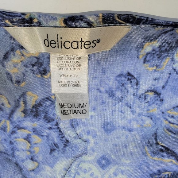 Blue & silver paisley silky CHEMISE slip Medium petite - Picture 8 of 9